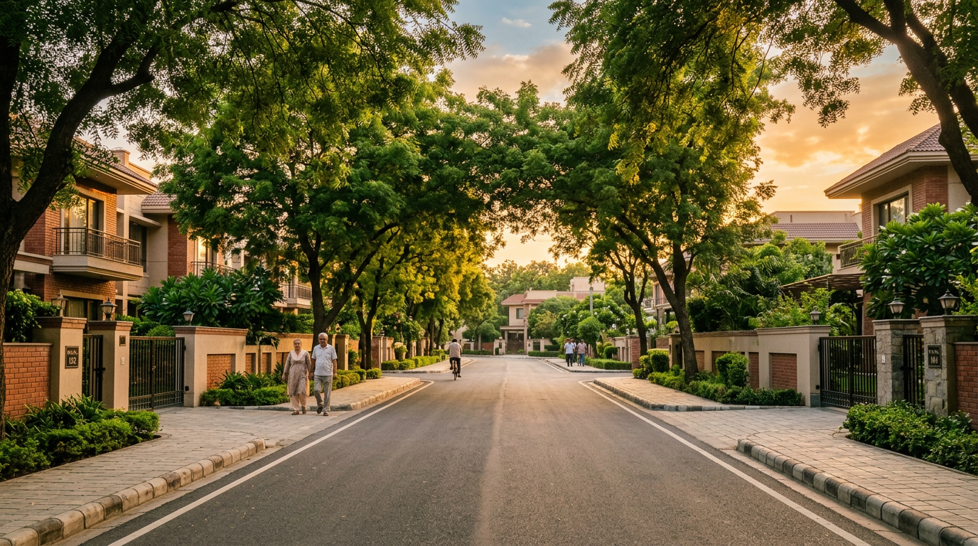 Tree-lined internal road